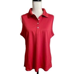 NWT Callaway Top Comfort Performance Red Sleeveless Collared Tank Top Size XL